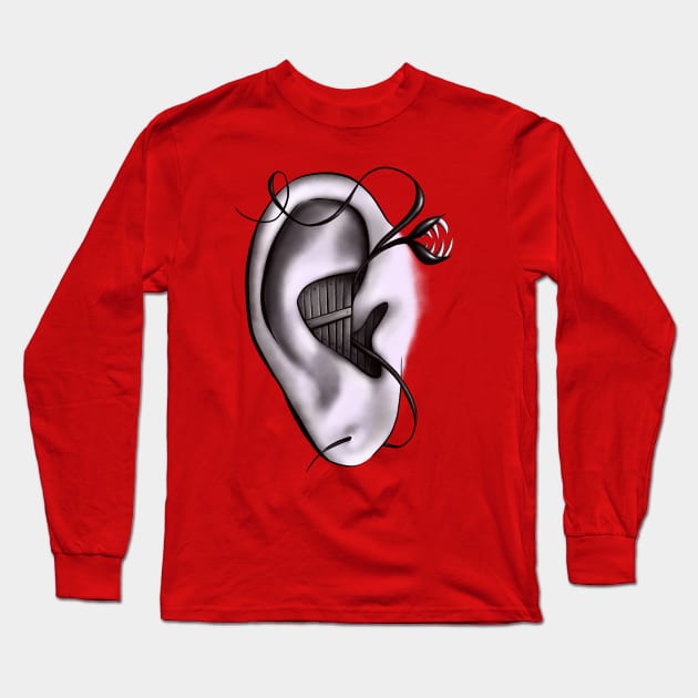 Ear Monster Weird Art Long Sleeve T-Shirt by Boriana Giormova